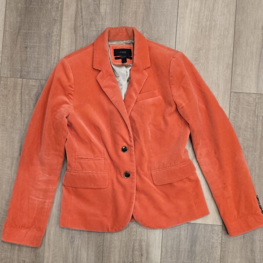 J. Crew Velvet School Boy Orange Blazer